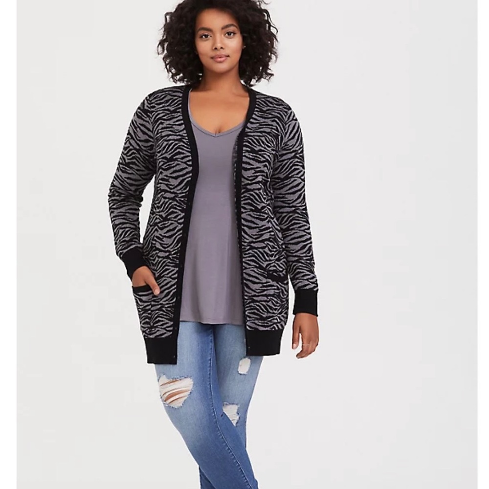 Torrid Gray Zebra Print Cardigan